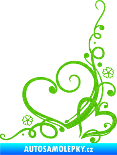Samolepka Květina dekor 003 levá srdíčka 3D karbon zelený kawasaki