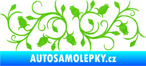 Samolepka Květina dekor 010 pravá růžičky 3D karbon zelený kawasaki