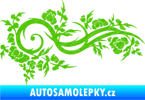 Samolepka Květina dekor 013 pravá 3D karbon zelený kawasaki
