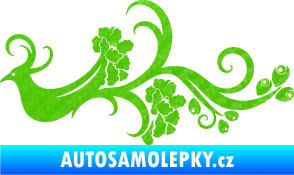 Samolepka Květina dekor 014 levá páv 3D karbon zelený kawasaki