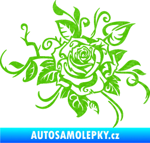 Samolepka Květina dekor 016 pravá růže 3D karbon zelený kawasaki