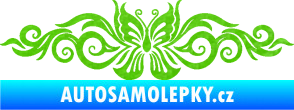 Samolepka Květina dekor 017 motýl 3D karbon zelený kawasaki