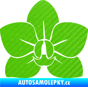 Samolepka Květina dekor 023 orchidej květ 3D karbon zelený kawasaki