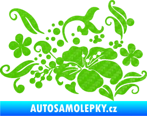 Samolepka Květina dekor 024 levá 3D karbon zelený kawasaki