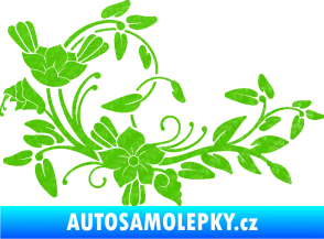 Samolepka Květina dekor 025 levá 3D karbon zelený kawasaki