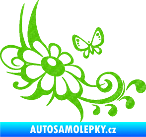 Samolepka Květina dekor 029 pravá 3D karbon zelený kawasaki
