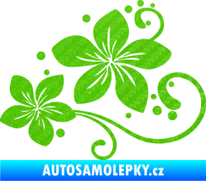 Samolepka Květina dekor 035 levá 3D karbon zelený kawasaki