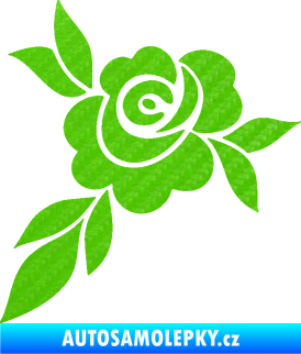 Samolepka Květina dekor 043 levá  květ růže s listy 3D karbon zelený kawasaki