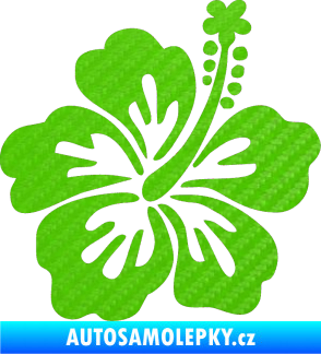 Samolepka Kytička 001 pravá ibišek 3D karbon zelený kawasaki