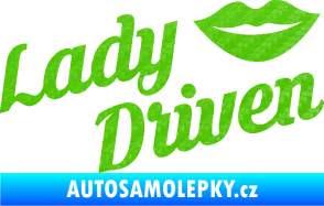 Samolepka Lady driven 002 nápis 3D karbon zelený kawasaki