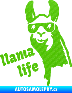 Samolepka Lama 004 llama life 3D karbon zelený kawasaki