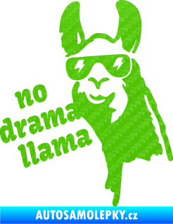 Samolepka Lama 005 no drama llama  3D karbon zelený kawasaki