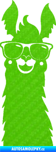 Samolepka Lama 007 levá s brýlemi 3D karbon zelený kawasaki