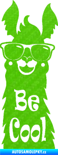 Samolepka Lama 008 nápis Be Cool 3D karbon zelený kawasaki