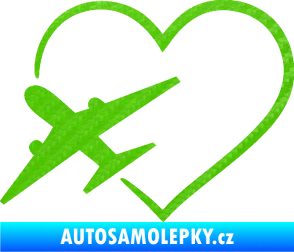 Samolepka Láska k létání 001 levá 3D karbon zelený kawasaki