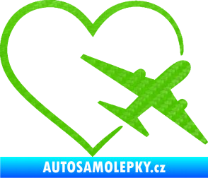 Samolepka Láska k létání 001 pravá 3D karbon zelený kawasaki