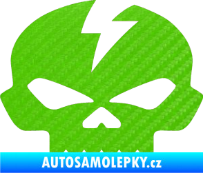 Samolepka Lebka 001 levá 3D karbon zelený kawasaki