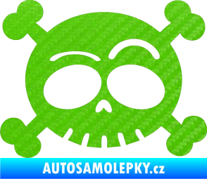 Samolepka Lebka 003 levá 3D karbon zelený kawasaki