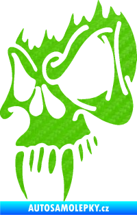 Samolepka Lebka 010 levá s upířími zuby 3D karbon zelený kawasaki