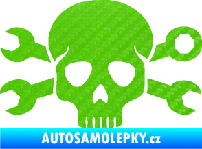 Samolepka Lebka 030 pravá mechanik 3D karbon zelený kawasaki