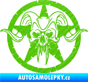 Samolepka Lebka 039 levá army hvězda 3D karbon zelený kawasaki