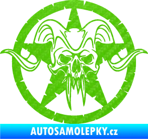 Samolepka Lebka 039 pravá army hvězda 3D karbon zelený kawasaki