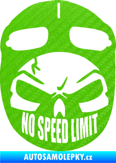 Samolepka Lebka 043 motorkář 3D karbon zelený kawasaki