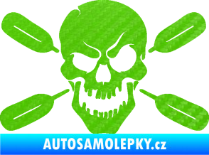 Samolepka Lebka 053 levá s pádly 3D karbon zelený kawasaki