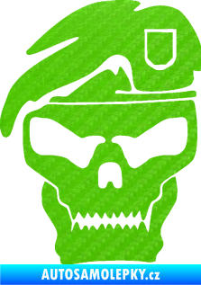 Samolepka Lebka army levá 3D karbon zelený kawasaki