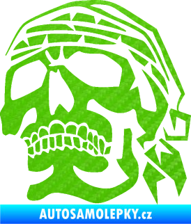 Samolepka Lebka pirát levá 3D karbon zelený kawasaki