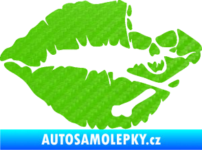Samolepka Lebka polibek pravá 3D karbon zelený kawasaki
