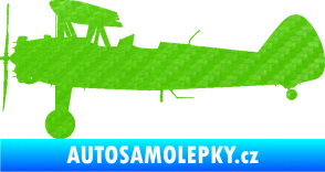 Samolepka Letadlo 020 levá Boeing Stearman model 75 biplane 3D karbon zelený kawasaki