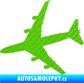 Samolepka letadlo 023 levá Jumbo Jet 3D karbon zelený kawasaki
