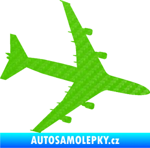 Samolepka letadlo 023 pravá Jumbo Jet 3D karbon zelený kawasaki