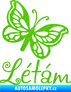 Samolepka Létám nápis motýlek pravá 3D karbon zelený kawasaki