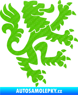 Samolepka Lev heraldika 001 pravá Český lev 3D karbon zelený kawasaki