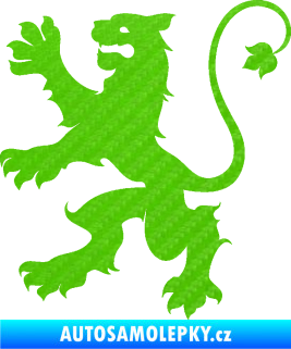 Samolepka Lev heraldika 002 levá 3D karbon zelený kawasaki