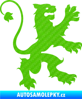 Samolepka Lev heraldika 002 pravá 3D karbon zelený kawasaki