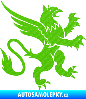 Samolepka Lev heraldika 003 pravá 3D karbon zelený kawasaki