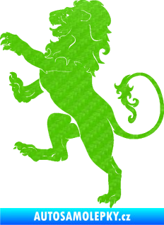 Samolepka Lev heraldika 004 levá 3D karbon zelený kawasaki