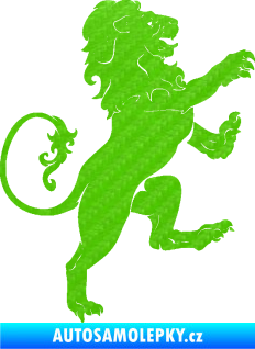 Samolepka Lev heraldika 004 pravá 3D karbon zelený kawasaki