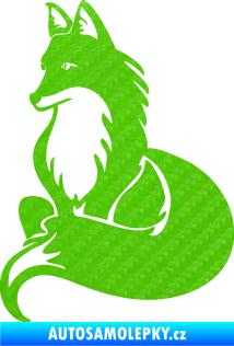 Samolepka Liška 003 levá 3D karbon zelený kawasaki