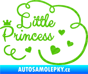 Samolepka Little princess nápis 3D karbon zelený kawasaki