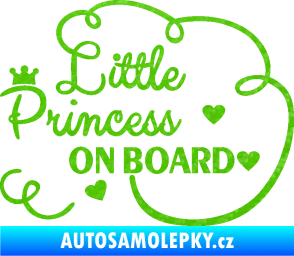Samolepka Little princess on board nápis 3D karbon zelený kawasaki