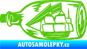 Samolepka Loď v láhvi 001 levá 3D karbon zelený kawasaki