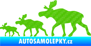 Samolepka Losí rodinka levá 3D karbon zelený kawasaki