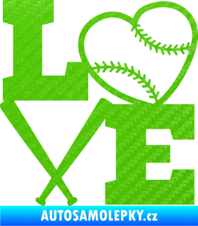 Samolepka Love baseball 3D karbon zelený kawasaki