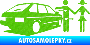 Samolepka Love car love girl levá 3D karbon zelený kawasaki