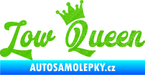 Samolepka Low Queen 001 nápis královna 3D karbon zelený kawasaki