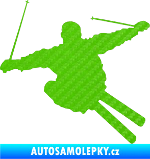 Samolepka Lyžař 001 pravá 3D karbon zelený kawasaki